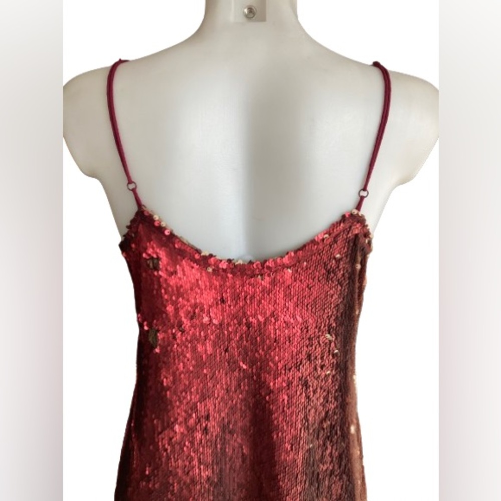FREE PEOPLE "Time To Shine" Sequin Slip in Deep Metallic Wine Size Large - Picture 4 of 10